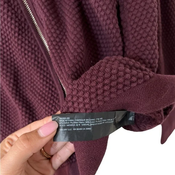 THEORY Udeval Breach Men’s Burgundy Zip Up Half Zip Sweater Pullover Top